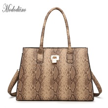Mododiino Brand Women Bag PU Leather Handbag Serpentine Pattern Leather Tote Bag Large Capacity Casual  Shoulder Bags DNV1113 2024 - buy cheap