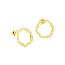 V brincos geométricos hexágonos simples atrair, joias de aço inoxidável para homens e mulheres ouro rosa brincos femininos 2024 - compre barato