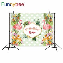 Funnytree cenário para estúdio fotográfico, fundo profissional personalizado de flor tropical para aniversário, flamingo 2024 - compre barato