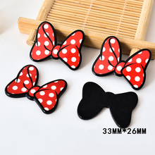 50pcs 33*26MM Hot Red Dot Hair Bows Resin Flatback Black Base Resin Planar DIY Crafts For Little Girl's Hair Accessories DL-725 2024 - buy cheap