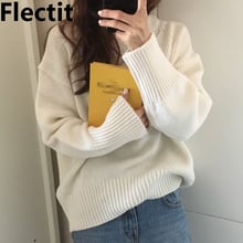 Flectit-suéter de punto acanalado grueso para mujer, Jersey acogedor de manga larga, en Geige, Blanco, Naranja y Burdeos, Otoño e Invierno 2024 - compra barato