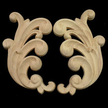 11CM Retro Wood Carved Decal Corner Long Onlay Applique Unpainted Door Furniture Woodcarving Decorative Wood Figurines Craft 2024 - buy cheap