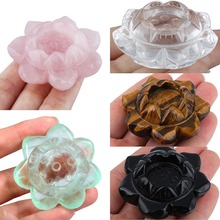 TUMBEELLUWA-soporte de bola de cristal, Gema tallada de 2 ", flor de loto, escultura curativa de cristal 2024 - compra barato