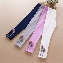 Pantalones de algodón para niñas pequeñas, leggings con flores, ropa para niños de 3, 4, 5, 8, 10 y 12 años, novedad de primavera y otoño de 2019 2024 - compra barato