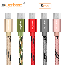 SUPTEC-Cable Micro USB de carga rápida, cargador de nailon trenzado para Samsung Galaxy S7, S6, S5, Xiaomi Redmi, Huawei, teléfono móvil LG, paquete de 5 uds. 2024 - compra barato
