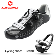 Sidebike-Juego de zapatos de Ciclismo de carbono para hombre, transpirables autosujeción con zapatillas de deporte, incluye pedales, para bicicleta de carretera 2024 - compra barato
