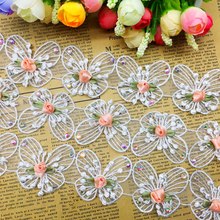 20pcs Butterfly Flowers Diamond Lace Trim Applique Trimmings Ribbon Fabric Embroidered Wedding Clothes Sewing Craft Decoration 2024 - buy cheap