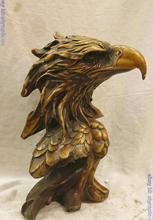 10" China bronze copper lucky finely Sculpture tumultuously eagle head Statue 2024 - buy cheap