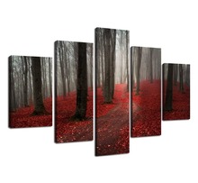 Living Room Decoration Modern Home Wall Art Framework HD Printing Picture Red Forest Night View Paintings Modular Canvas Poster 2024 - buy cheap