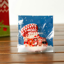 Envío Gratis Paquete de panadería azul decoración de Navidad plástico autoadhesivo galletas postre dulces bolsas de embalaje regalos favores 2024 - compra barato