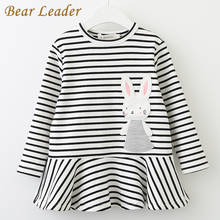 Платье для девочек Bear Leader, новая весенняя брендовая одежда с длинными рукавами и кроликом в полоску для девочек, детская одежда, 2020 2024 - купить недорого