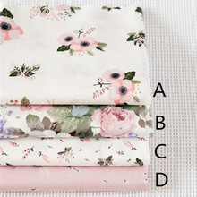 Tela de algodón rosa con estampado Floral, tejido de retazos de 160CM x 50CM, tejido acolchado para costura tilda 2024 - compra barato