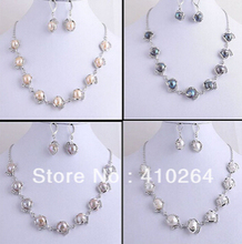 free shipping jewelry set Wholesale Jewelry Sets 4 colour choice Natural Pearls Zircon Necklace Earrings 2024 - buy cheap