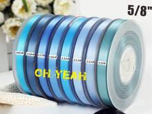 Однотонная атласная лента 5/8 дюйма, 16 мм, серия светло-голубого цвета 2024 - купить недорого