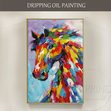 Artist Hand-painted High Quality Textured Knife Horse Oil Painting on Canvas Abstract Colorful Animal Horse Oil Painting 2024 - buy cheap
