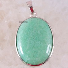 Women Jewelry Gift Natural Stone Cabochon Oval Bead Green Aventurine Pendant for Necklace 1Pcs K662 2024 - buy cheap