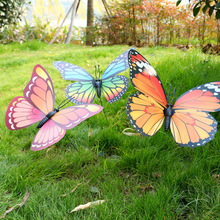 Borboleta falsa decorativa para jardim, borboleta artificial de cor aleatória, 30cm, decoração de jardim, simulação de brinquedos de borboleta, quintal, planta, 1 peça 2024 - compre barato