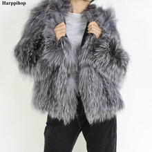 In Real Fur Long Raccoon Fur Overcoat Lady Fashion 100% Knitted Real Genuine fox Fur Coat Jackets Wearcoat Long Vintage 2024 - buy cheap