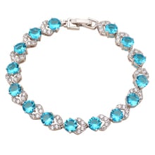 Wonderful  white Gold tone Light blue  charm bracelets for women Health Nickel & Lead free Fashion jewelry TB529A 2024 - buy cheap