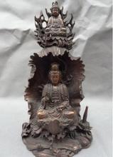 YM  304     10" Chinese Pure Bronze Shakyamuni Buddha On Lotus Kwan-Yin GuanYin Pot Statue 2024 - buy cheap