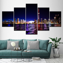 Canvas Painting Toronto at night landscape 5 Pieces Wall Art Painting Modular Wallpapers Poster Print for living room Home Decor 2024 - buy cheap