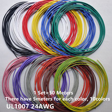 1Set 50 Meters PVC Insulated Wire UL1007 Wire 24AWG 1.4mm Electronic Cable UL Certification Insulated LED Cable For DIY Connect 2024 - compre barato