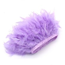 2 yards Lavende Feather Trimming Fringe with Ribbon Tape, Millinery Crafts Costumes Decoration natural Ostrich hair feather trim 2024 - buy cheap