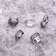 1 шт. винтажное Открытое кольцо с вырезами и тотемным животным для женщин и мужчин индивидуальное серебряное регулируемое кольцо с размером ювелирные изделия Anillo R3 2024 - купить недорого