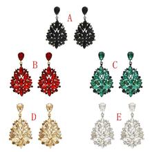 Hot Sale Wedding Earrings Gold for Bridal Women Long Crystal Flower Drop Earrings Statement Black Red Bijoux Gifts Jewelry 2020 2024 - buy cheap