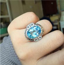 Anillo de boda de topacio para hombre y mujer, joya de dedo de gema, Topacio de Azul real Natural, Sortija de plata de ley 925, venta al por mayor 2024 - compra barato