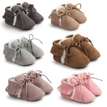 Обувь для новорожденным мальчиков и девочек; Мокасины с бахромой; Мягкая нескользящая обувь; Обувь для кроватки; Обувь из искусственной замши; Обувь для первых малышей 2024 - купить недорого