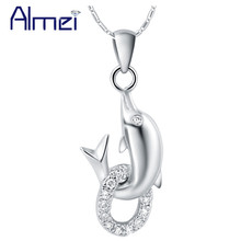 Almei 15%Off 2017 Necklace for Girl Friendship Gift Dolphin Pendant Necklaces Silver Jewelry Rhinestones Bijuterias Jewelry N781 2024 - buy cheap