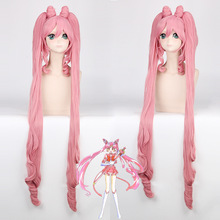 Chibi Usa-Peluca de cabello sintético para Cosplay, cabellera artificial largo y ondulado de 120cm, color rosa con coletas dobles, fibra de alta temperatura 2024 - compra barato