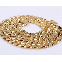 Гладкая кубинская цепочка Желтое золото Заполненные женские мужские ожерелье цепь 20" 2024 - купить недорого