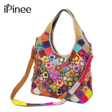 iPinee Genuine Leather Women Bag Fashion Flower Women Handbag Famous Brand Bag Casual Women Messenger Bag 2024 - buy cheap