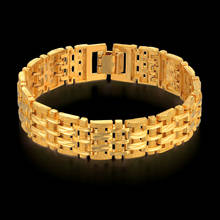 Men's Link Bracelet Thick Gold Chain Link Bracelets 20cm Gold Color Chunky Mesh Bracelet For Male Jewelry 2024 - buy cheap