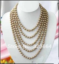 LONG 100" 8MM champagne SOUTH SEA SHELL PEARL NECKLACE 2024 - buy cheap