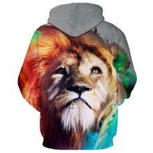 New Fashion Animal Style Sweatshirts Men/Women Pullovers Print Lion Hoodies Hooded Tracksuits Autumn Thin Tops 2024 - buy cheap