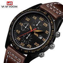 VAVA VOOM Men's Sport Watches Waterproof Men's Quartz Wristwatch Top Brand Luxury Leather Strap Calendar Clock relogio masculino 2024 - buy cheap