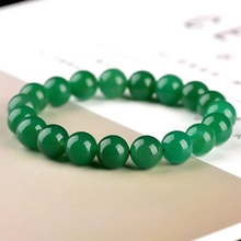 Beautiful Jewelry Chinese 8mm Green jade Beads Elastic Bracelet 2024 - buy cheap