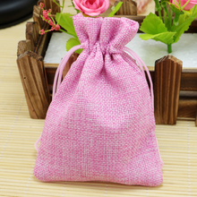 Bolsa de yute rosa de 10x14cm, bolsa pequeña de yute rosa con cordón para regalo, almacenamiento de incienso, de lino, para dulces, embalaje de joyería, 50 Uds. 2024 - compra barato