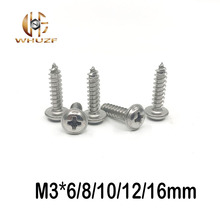 M3*6/8/10/12/16 mm 304 stainless steel Cross Round Head Self Tapping Screw With Pad Pan Head Tapping Screws 2024 - buy cheap