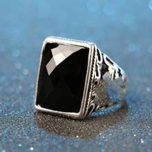 Anéis masculinos vintage grandes e pretos, pedras preciosas, peridot tailândia, anel de aço inoxidável para mulheres, joias masculinas, punk 2024 - compre barato
