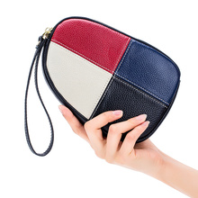 New colorful oval clutch wallet wrist band ladies soft genuine leather special design small hand bag cowhide shopping bags 2024 - buy cheap