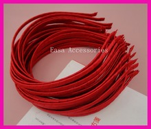 10PCS 5mm Red Satin Ribbon Wrapped Plain Metal Hair headbands,Silver headband inner,BARGAIN for BULK 2024 - buy cheap