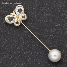fashion lychee Muslim Crystal Flowers Butterfly Love Heart Artificial Pearl Brooch Scarf Pins Fashion Jewelry Accessories 2024 - buy cheap
