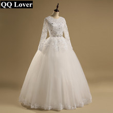 QQ Lover 2021 Новое поступление кружевное свадебное платье с длинным рукавом свадебное платье Vestido De Noiva 2024 - купить недорого