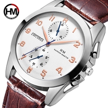 Hannah Martin Watch Men Top Brand Luxury Chronograph Explorer Simple Men's Quartz Wristwatch Leather Strap Relogio Masculino 2024 - buy cheap