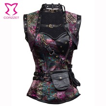 Purple Brocade Gothic Clothing Corsets And Bustiers Steampunk Corset Plus Size Korsett For Women Sexy Espartilhos E Corpetes 6XL 2024 - buy cheap