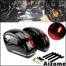 Universal Motorcycle LED Side Case Saddlebag Retro Side Pannier Tail Boxes For Harley Honda Yamaha Suzuki Touring Cruiser Custom 2024 - buy cheap